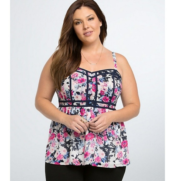 torrid Tops - Torrid Floral Chiffon Babydoll Cami top